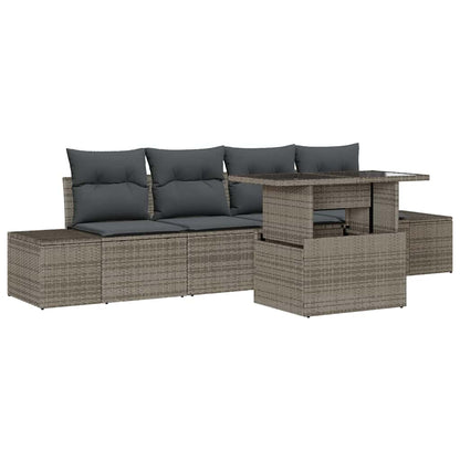 Set Divano da Giardino con cuscino con cuscino 5 pcs Grigio | homemem39