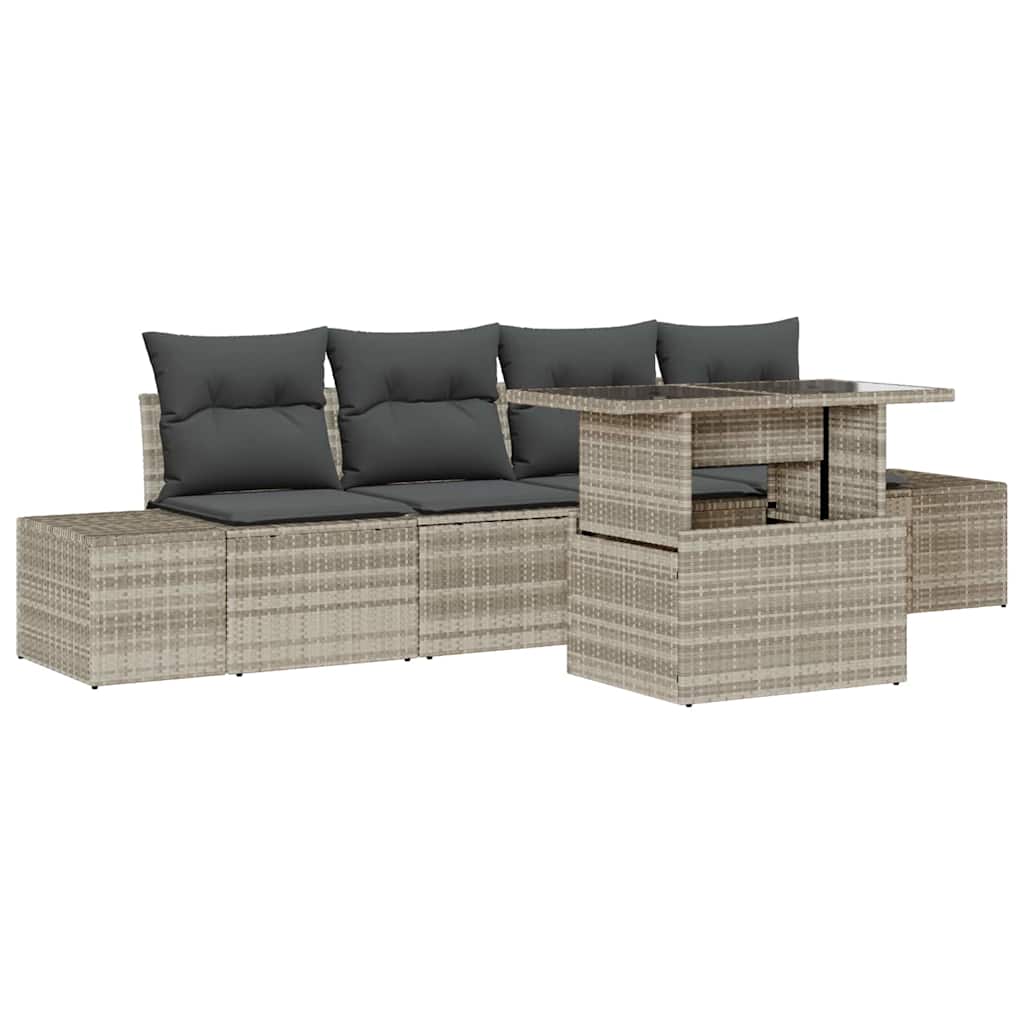 Set Divano da Giardino 5 pcs Grigio chiaro e grigio scuro | homemem39