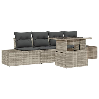 Set Divano da Giardino 5 pcs Grigio chiaro e grigio scuro | homemem39
