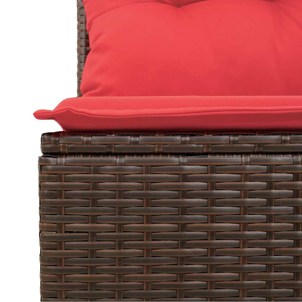 Set Divano da Giardino 5 pz 4-Numero di posti Marrone e Rosso | homemem39