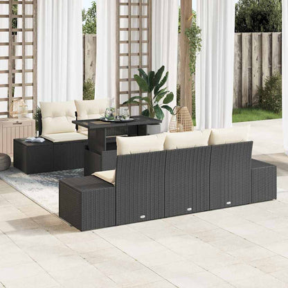 Set Divano da Giardino con cuscino 6 pcs Nero e Crema | homemem39