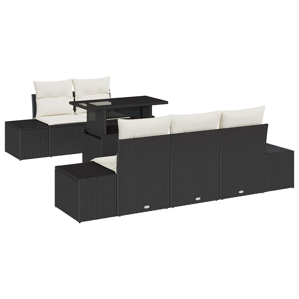 Set Divano da Giardino con cuscino 6 pcs Nero e Crema | homemem39