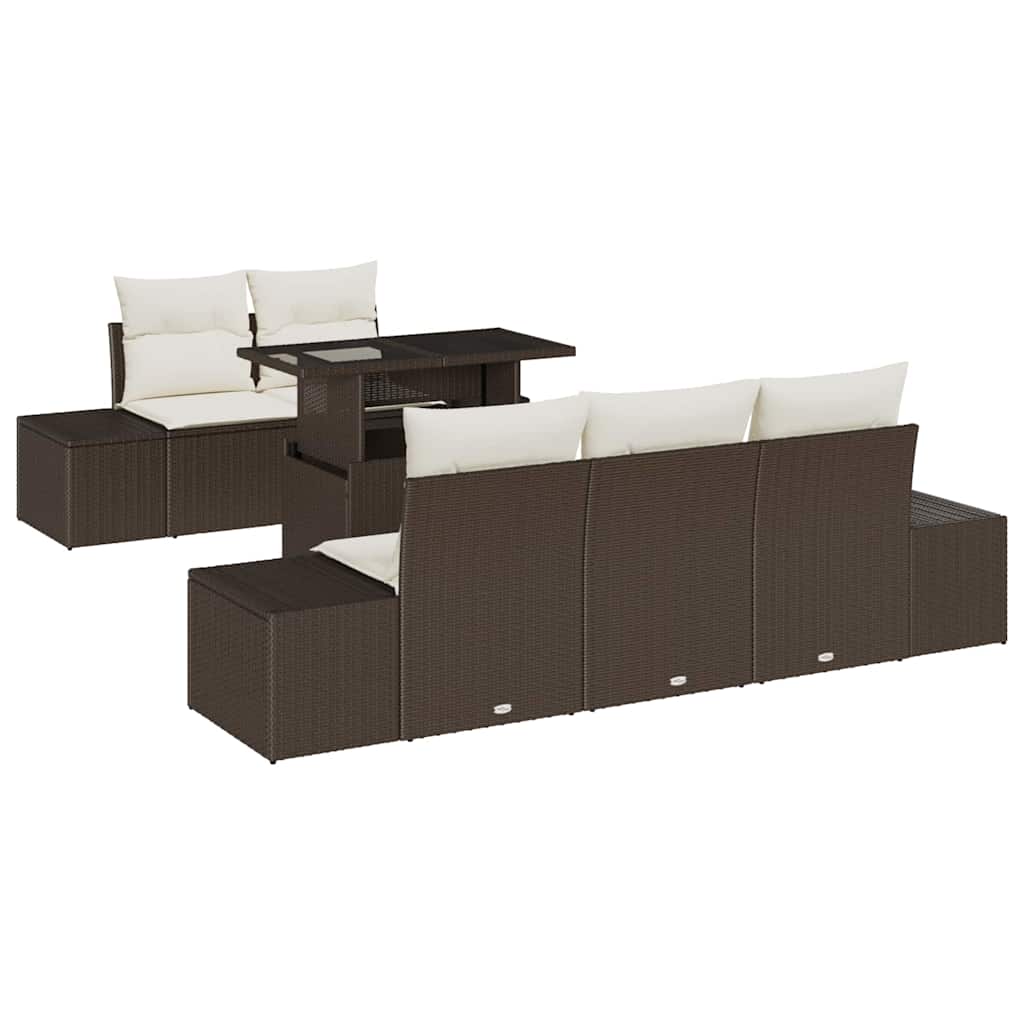 Set Divano da Giardino con cuscino 6 pcs Marrone e Crema | homemem39