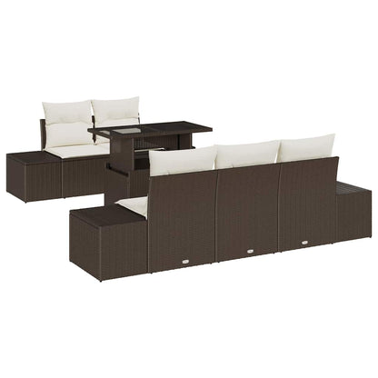 Set Divano da Giardino con cuscino 6 pcs Marrone e Crema | homemem39