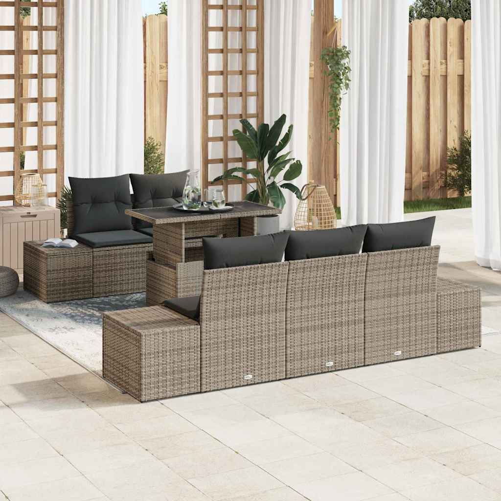 Set Divano da Giardino con cuscino con cuscino 6 pcs Grigio | homemem39