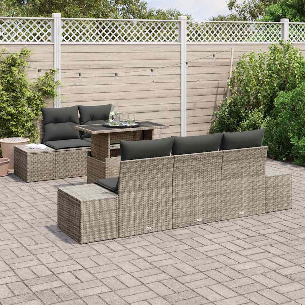 Set Divano da Giardino con cuscino con cuscino 6 pcs Grigio | homemem39