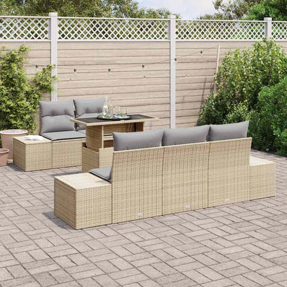 Set Divano da Giardino con cuscino 6 pcs Beige e Grigio Chiaro | homemem39