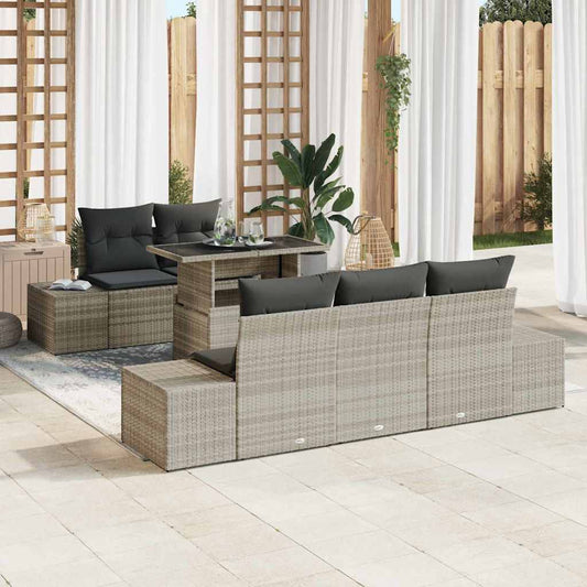 Set Divano da Giardino 6 pcs Grigio chiaro e grigio scuro