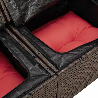 Set Divano da Giardino 6 pz 5-Numero di posti Marrone e Rosso | homemem39