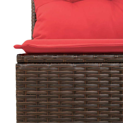 Set Divano da Giardino 6 pz 5-Numero di posti Marrone e Rosso | homemem39