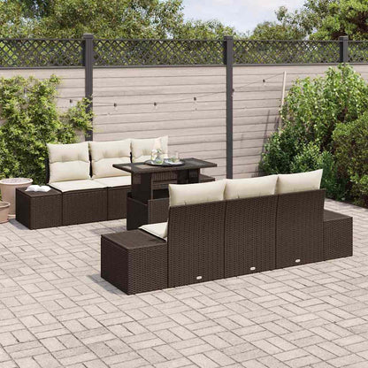 Set Divano da Giardino con cuscino 7 pcs Marrone e Crema | homemem39