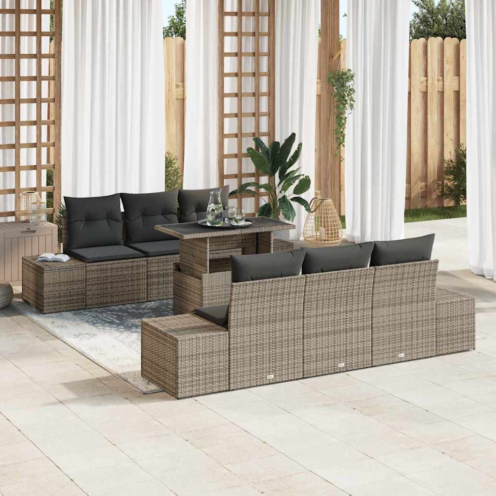 Set Divano da Giardino con cuscino 7 pcs Grigio | homemem39
