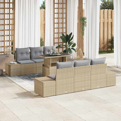 Set Divano da Giardino con cuscino 7 pcs Beige e Grigio Chiaro | homemem39