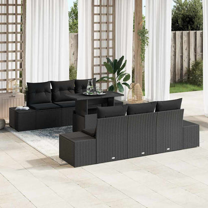 Set Divano da Giardino con cuscino 7 pcs Nero | homemem39