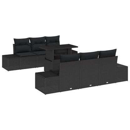 Set Divano da Giardino con cuscino 7 pcs Nero | homemem39