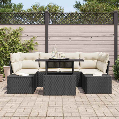 Set Divano da Giardino con cuscino 7 pcs Nero e Crema | homemem39