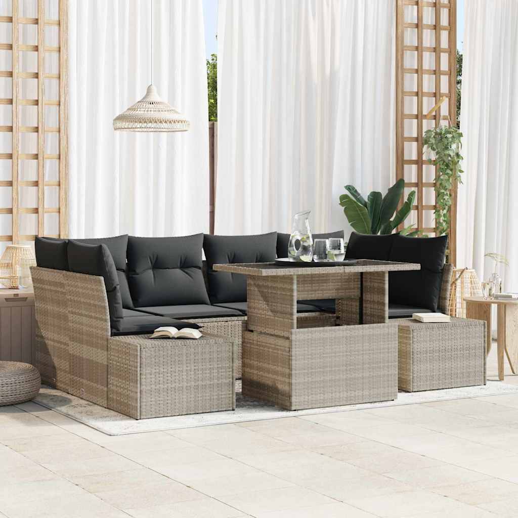 Set Divano da Giardino 7 pcs Grigio chiaro e grigio scuro | homemem39