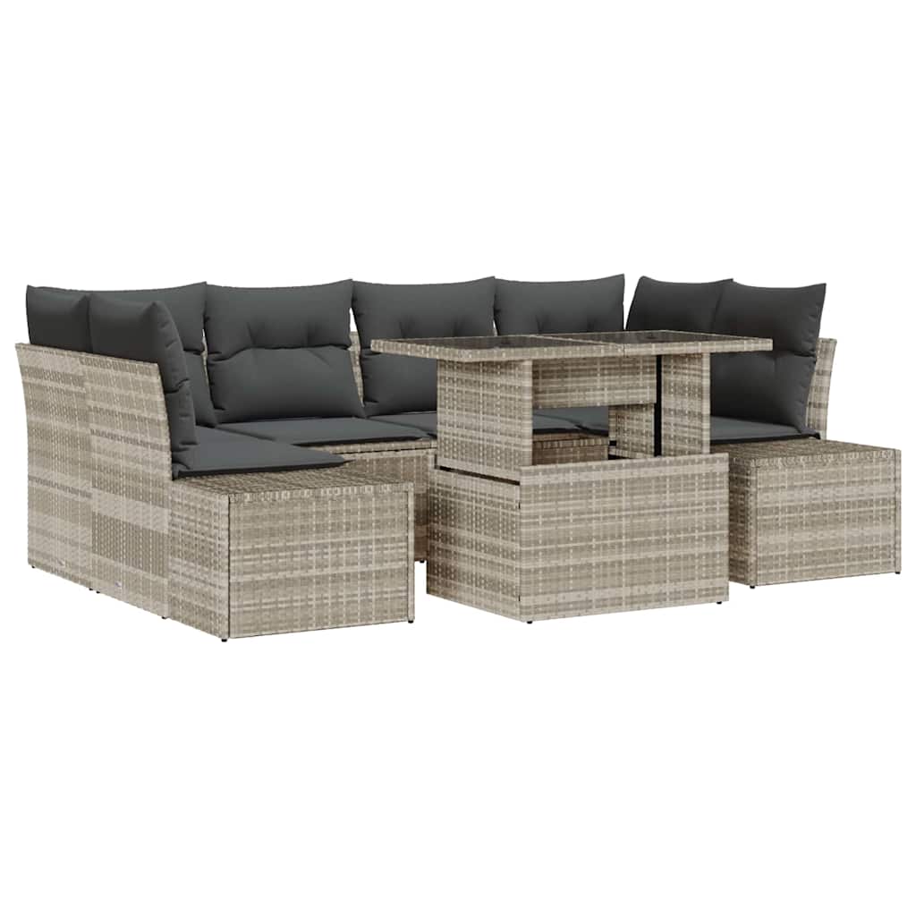 Set Divano da Giardino 7 pcs Grigio chiaro e grigio scuro | homemem39
