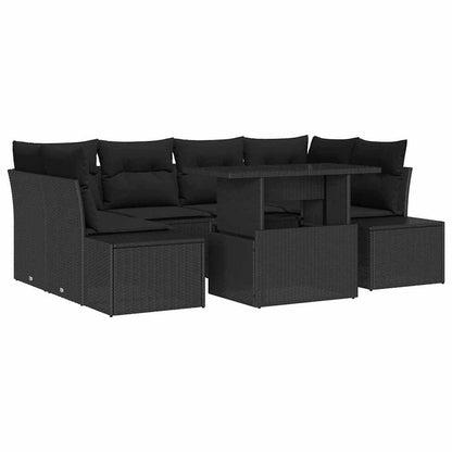Set Divano da Giardino con cuscino 7 pcs Nero | homemem39