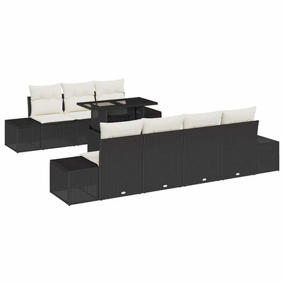 Set Divano da Giardino con cuscino 8 pcs Nero e Crema | homemem39