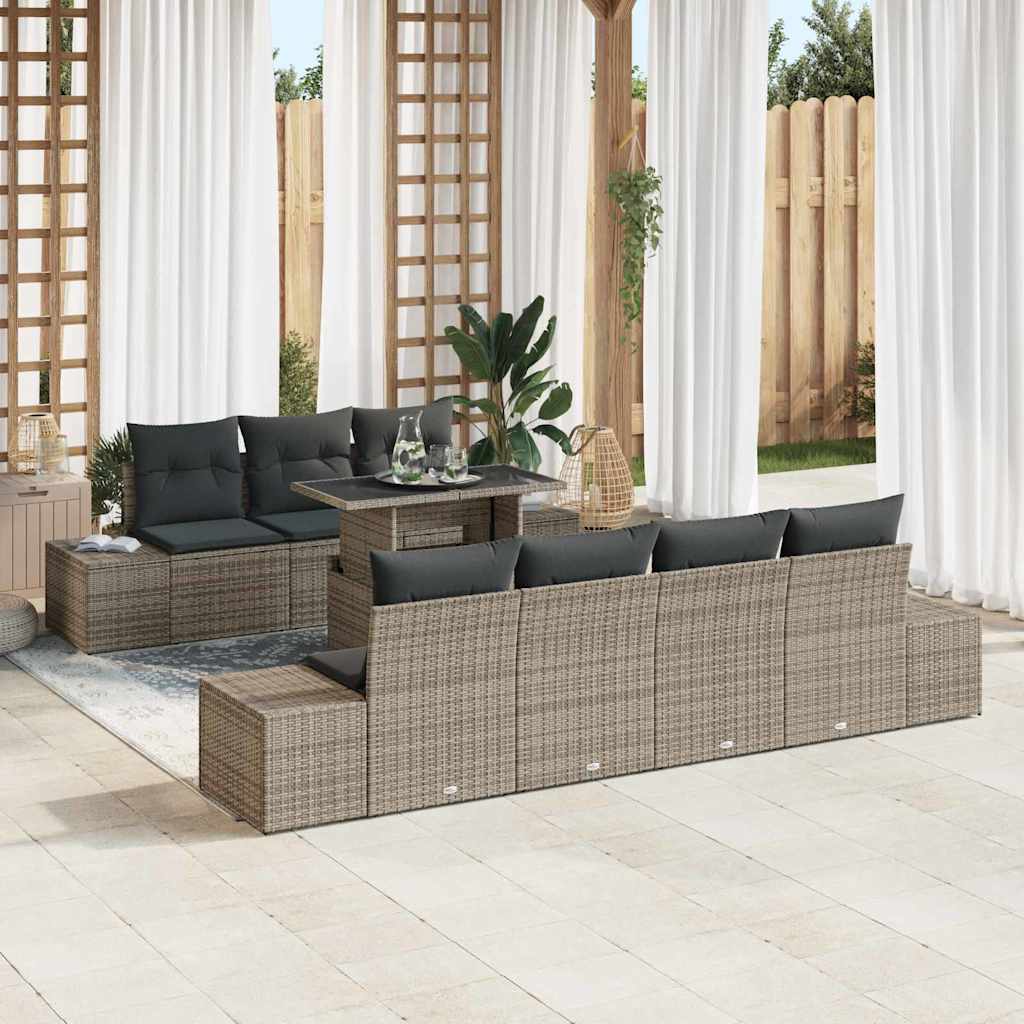 Set Divano da Giardino con cuscino 8 pcs Grigio | homemem39