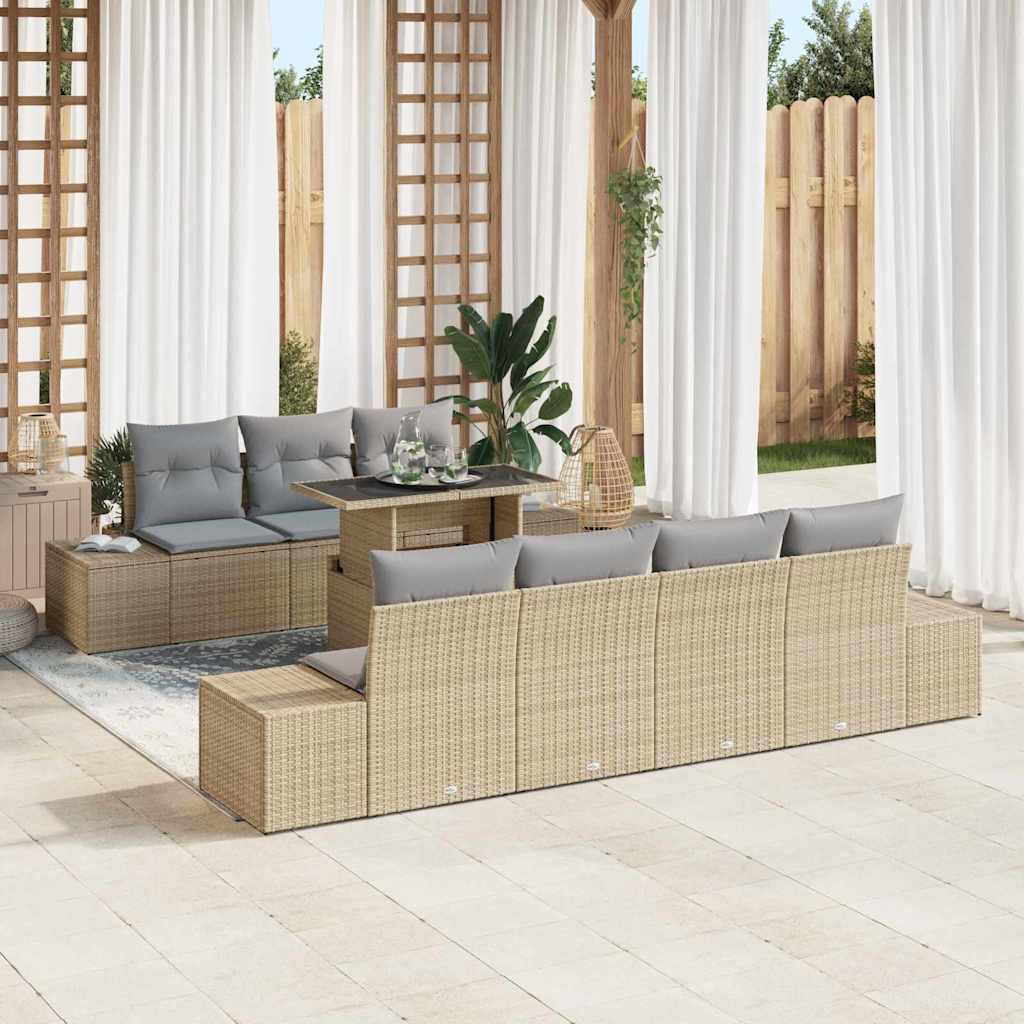 Set Divano da Giardino con cuscino 8 pcs Beige e Grigio Chiaro | homemem39
