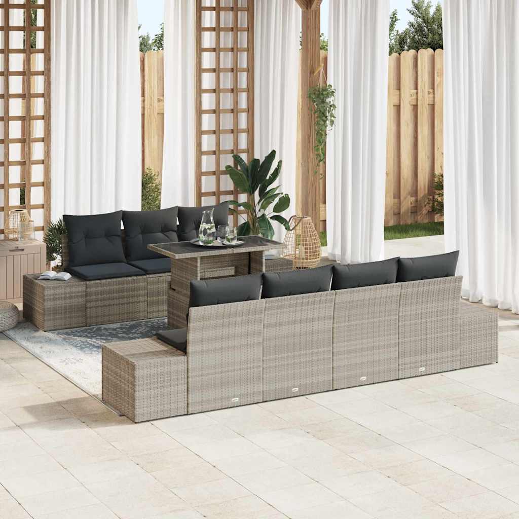 Set Divano da Giardino 8 pcs Grigio chiaro e grigio scuro | homemem39