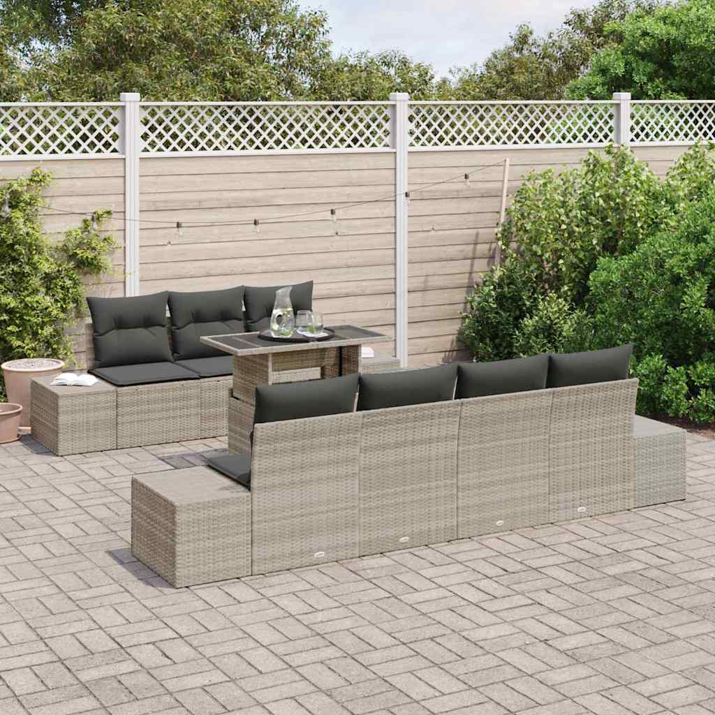 Set Divano da Giardino 8 pcs Grigio chiaro e grigio scuro | homemem39