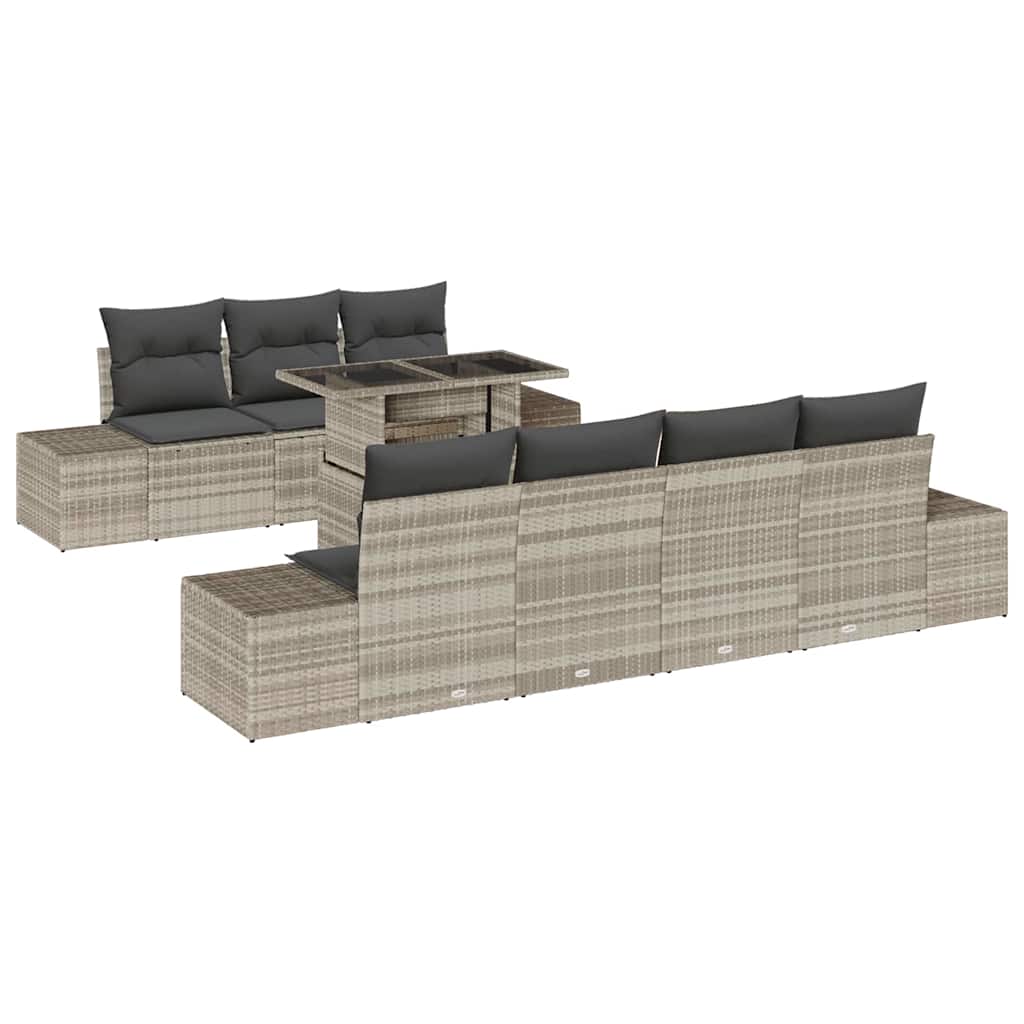 Set Divano da Giardino 8 pcs Grigio chiaro e grigio scuro | homemem39