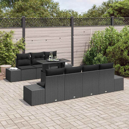 Set Divano da Giardino con cuscino 8 pcs Nero