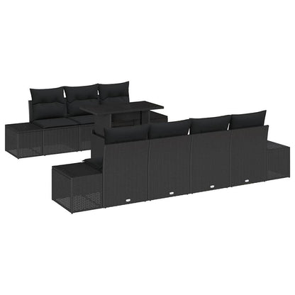 Set Divano da Giardino con cuscino 8 pcs Nero | homemem39