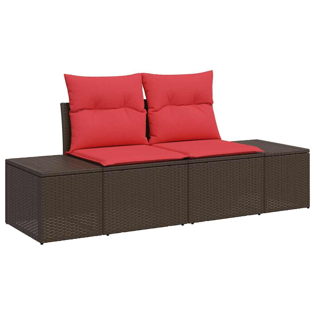 Set Divano da Giardino 8 pz 7-Numero di posti Marrone e Rosso | homemem39
