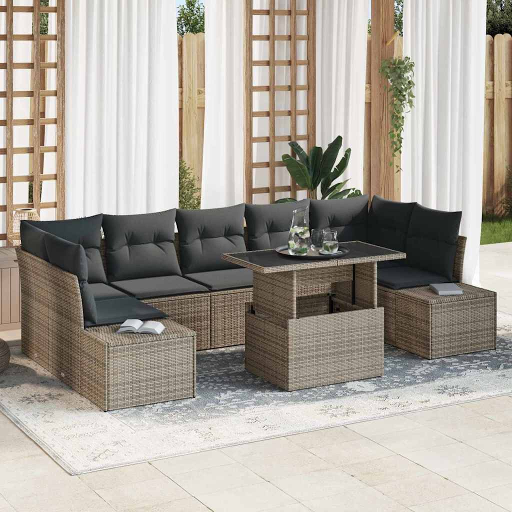 Set Divano da Giardino con cuscino 8 pcs Grigio | homemem39