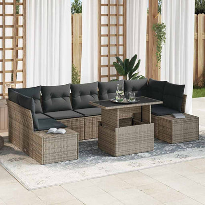 Set Divano da Giardino con cuscino 8 pcs Grigio | homemem39