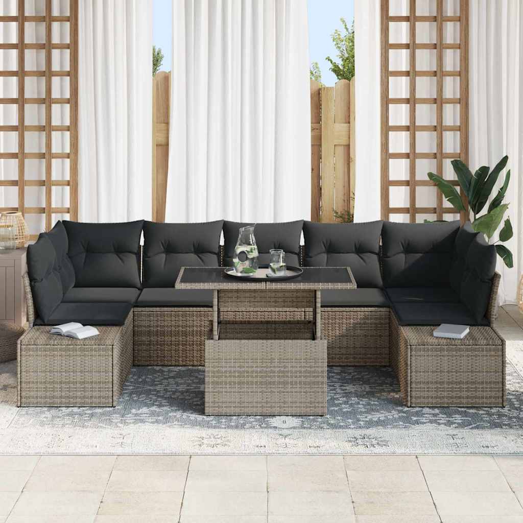Set Divano da Giardino con cuscino 8 pcs Grigio | homemem39