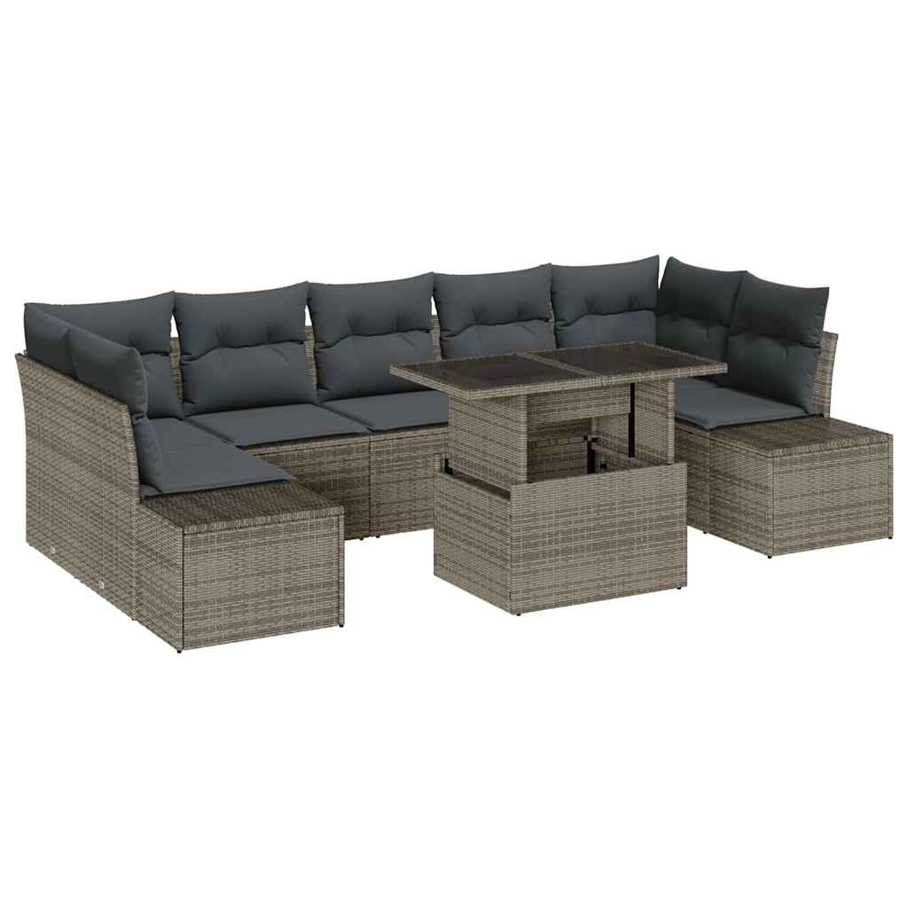 Set Divano da Giardino con cuscino 8 pcs Grigio | homemem39