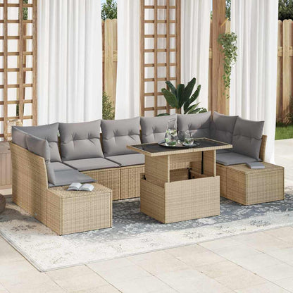 Set Divano da Giardino con cuscino 8 pcs Beige e Grigio Chiaro | homemem39