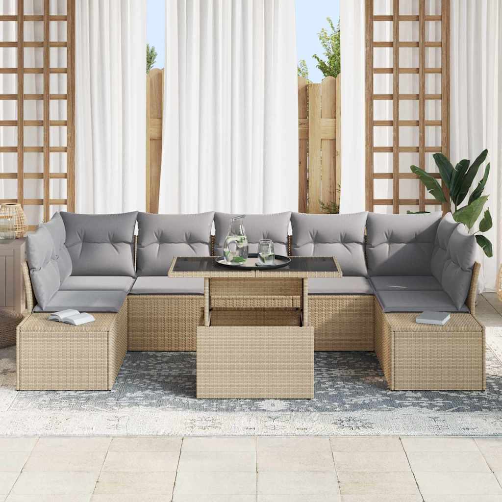 Set Divano da Giardino con cuscino 8 pcs Beige e Grigio Chiaro | homemem39