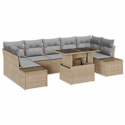 Set Divano da Giardino con cuscino 8 pcs Beige e Grigio Chiaro | homemem39