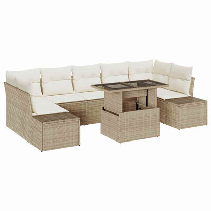 Set Divano da Giardino con cuscino 8 pcs Beige e Crema | homemem39
