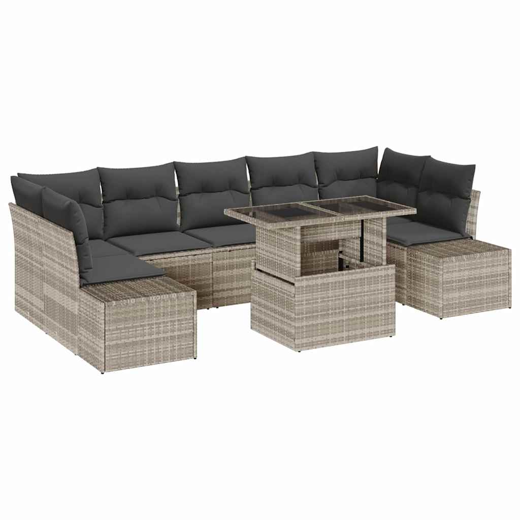 Set Divano da Giardino 8 pcs Grigio chiaro e grigio scuro | homemem39