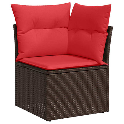 Set Divano da Giardino 8 pz 7-Numero di posti Marrone e Rosso | homemem39