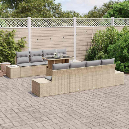 Set Divano da Giardino con cuscino 9 pcs Beige e Grigio Chiaro | homemem39