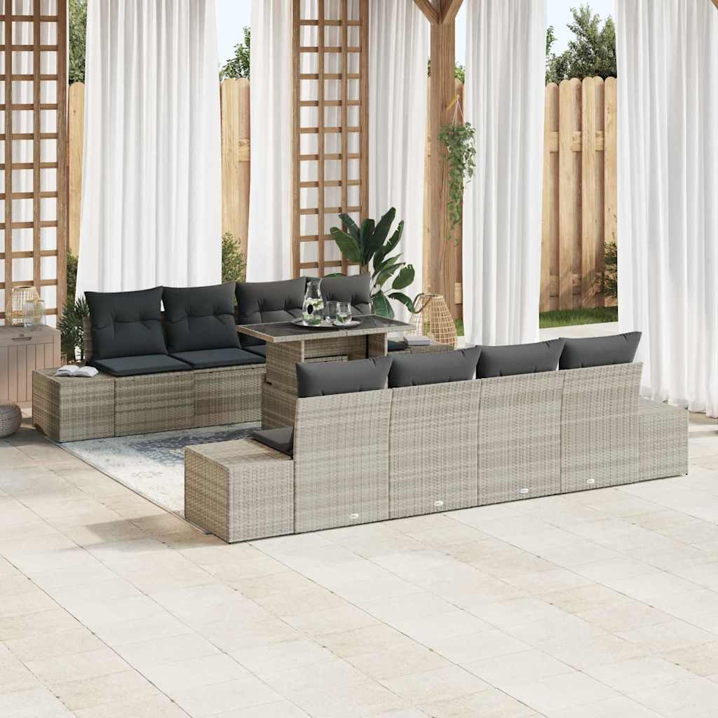 Set Divano da Giardino 9 pcs Grigio chiaro e grigio scuro | homemem39
