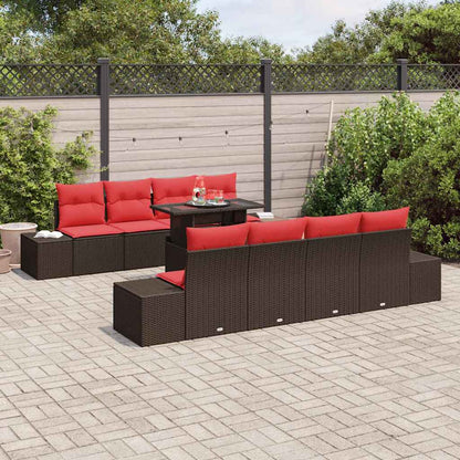 Set Divano da Giardino 7 pz 6-Numero di posti Marrone e Rosso | homemem39