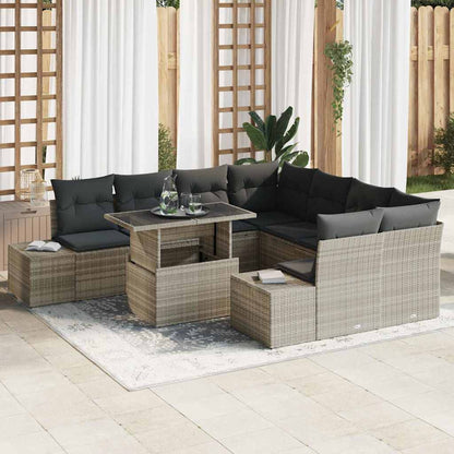 Set Divano da Giardino 9 pcs Grigio chiaro e grigio scuro
