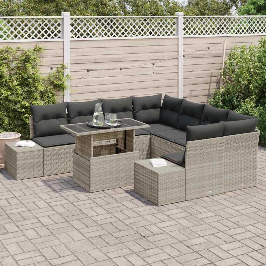 Set Divano da Giardino 9 pcs Grigio chiaro e grigio scuro | homemem39