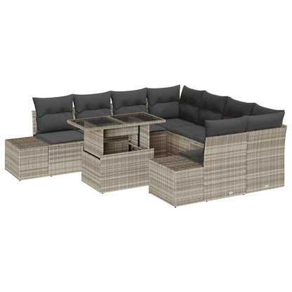 Set Divano da Giardino 9 pcs Grigio chiaro e grigio scuro | homemem39