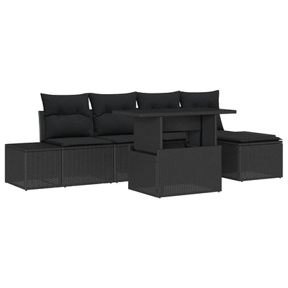 Set Divano da Giardino con archiviazione 6 pcs Nero Poly Rattan - homemem39