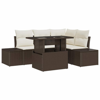 Set Divano da Giardino 5 pcs Marrone Poly Rattan - homemem39